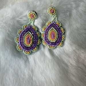 Colorful Mexican Beaded Drop Earrings